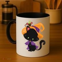 Cute Cat And Mouse Halloween Witch Coffee Mug thumb 4