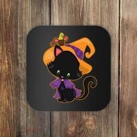Cute Cat And Mouse Halloween Witch Coaster thumb 0