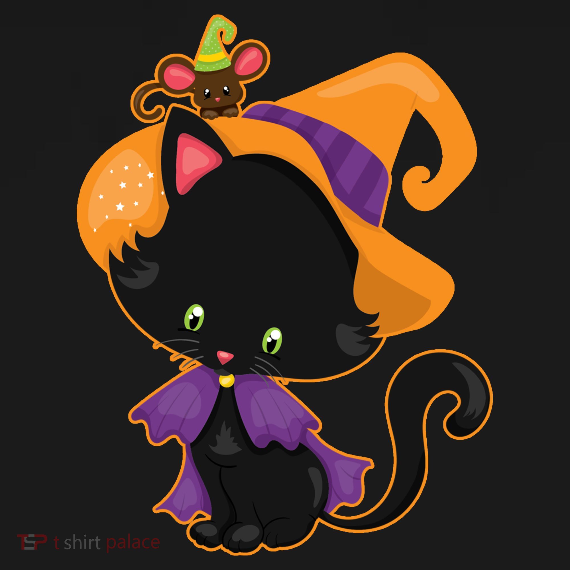 Cute Cat And Mouse Halloween Witch Polo