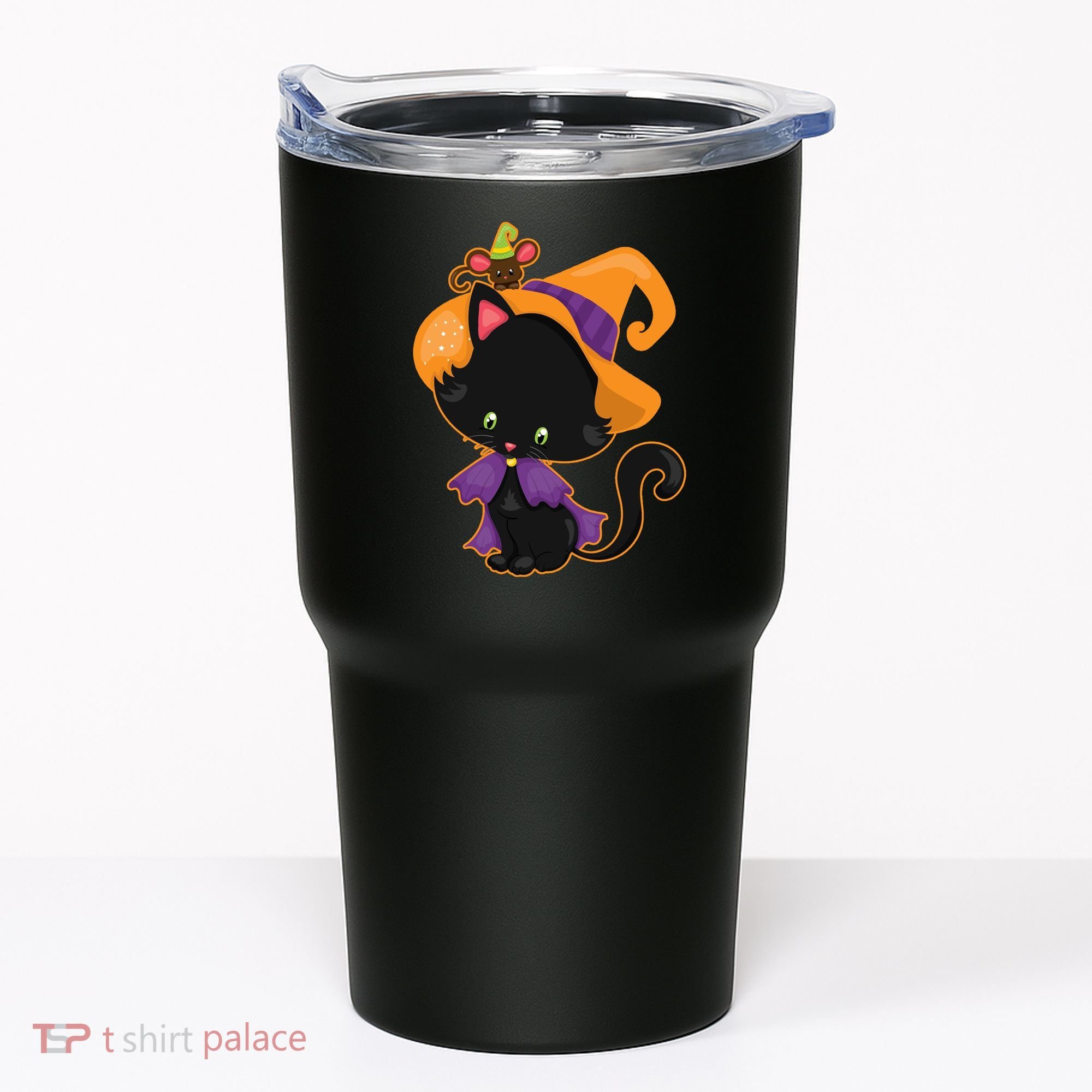 Cute Cat And Mouse Halloween Witch Tumbler