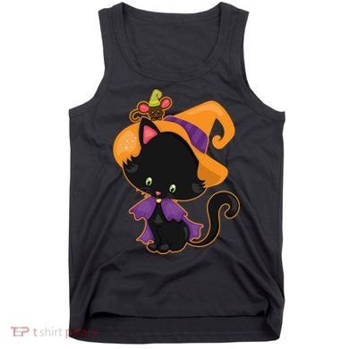 Cute Cat And Mouse Halloween Witch Tank Top