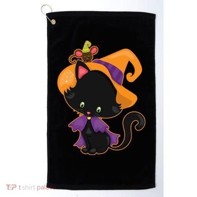 Cute Cat And Mouse Halloween Witch Golf Towel