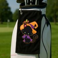 Cute Cat And Mouse Halloween Witch Golf Towel thumb 2