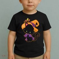 Cute Cat And Mouse Halloween Witch Toddler T-Shirt thumb 2
