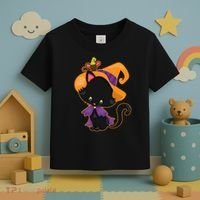 Cute Cat And Mouse Halloween Witch Toddler T-Shirt thumb 3
