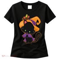 Cute Cat And Mouse Halloween Witch Women's T-Shirt thumb 0