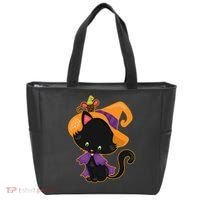 Cute Cat And Mouse Halloween Witch Tote Bag thumb 0