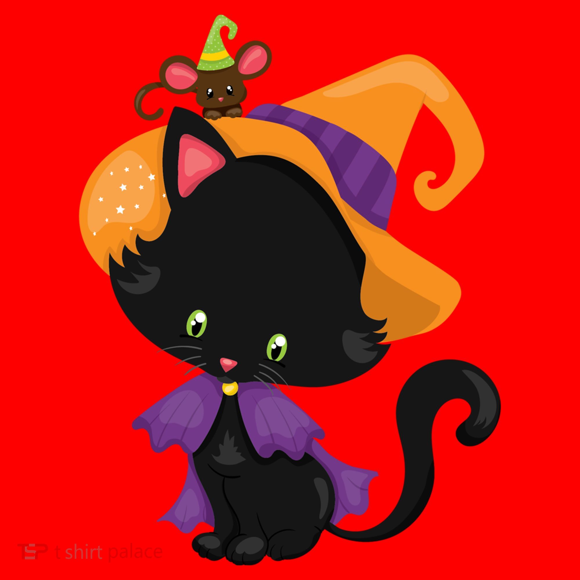 Cute Cat And Mouse Halloween Witch Santa Hat