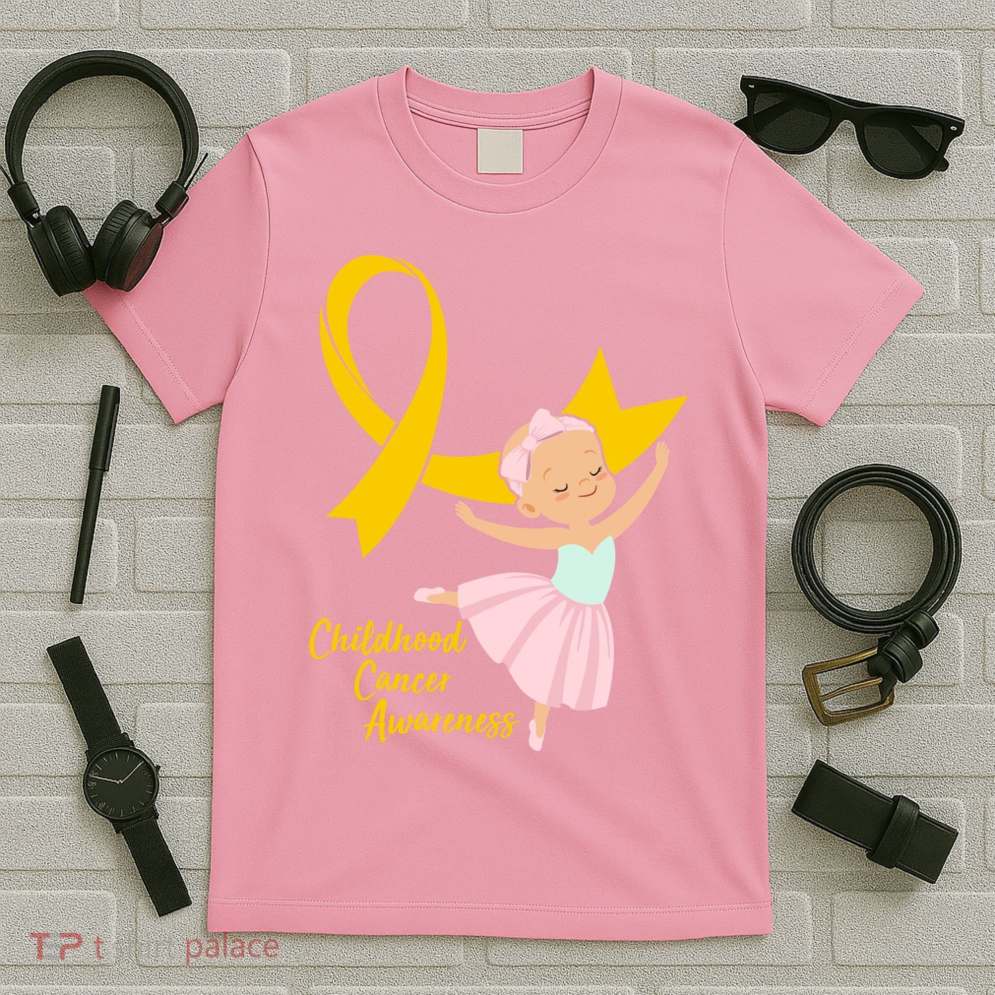 Childhood Cancer Awareness Yellow RIbbon Ballerina T-Shirt