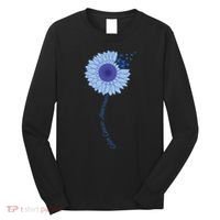 Colon Cancer Awareness Sunflower Periwinkle Ribbon Long Sleeve Shirt thumb 0