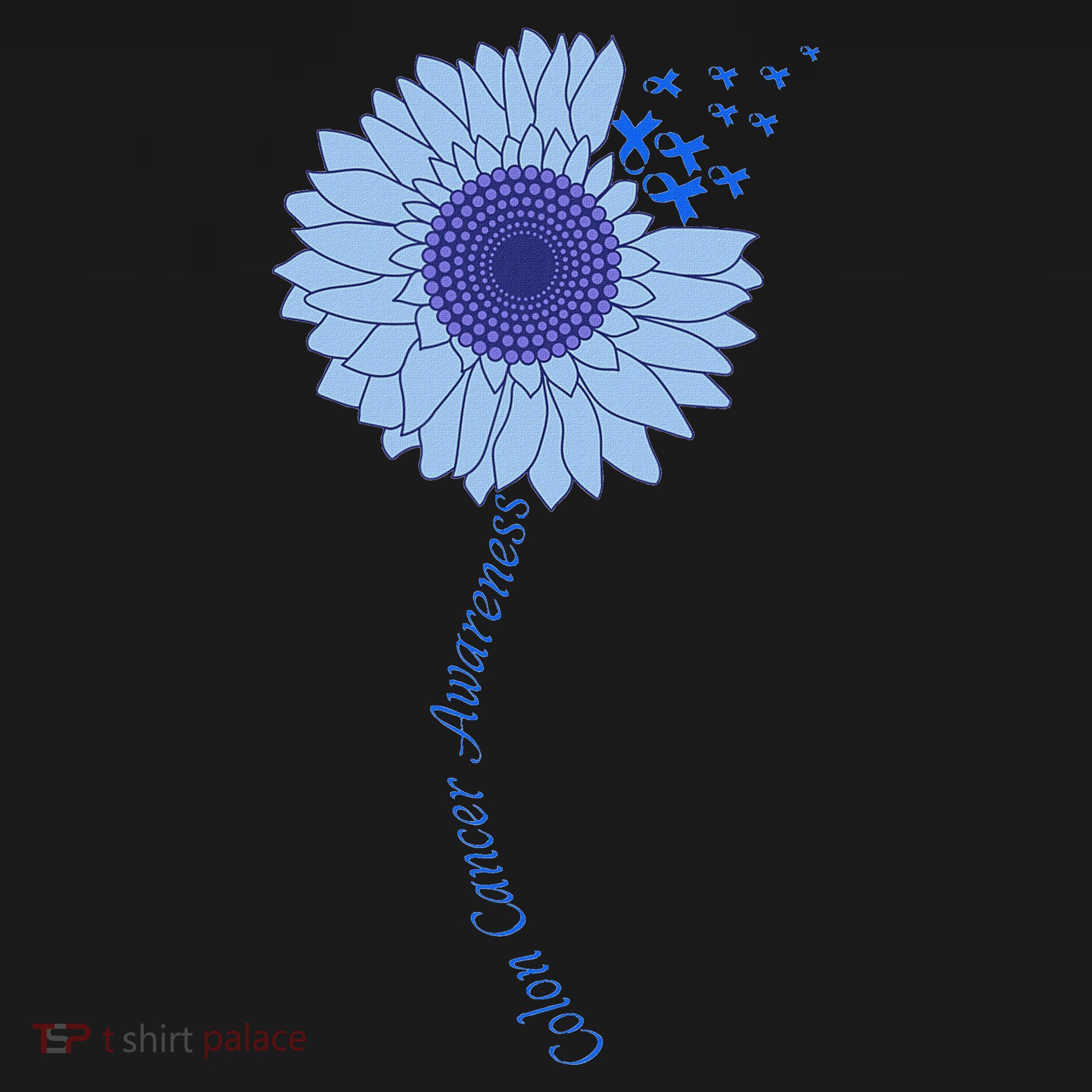 Colon Cancer Awareness Sunflower Periwinkle Ribbon Long Sleeve Shirt