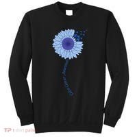 Colon Cancer Awareness Sunflower Periwinkle Ribbon Sweatshirt thumb 0