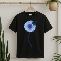 Colon Cancer Awareness Sunflower Periwinkle Ribbon T-Shirt thumb 2