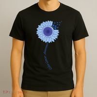 Colon Cancer Awareness Sunflower Periwinkle Ribbon T-Shirt thumb 3