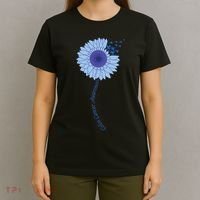 Colon Cancer Awareness Sunflower Periwinkle Ribbon T-Shirt thumb 4
