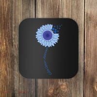Colon Cancer Awareness Sunflower Periwinkle Ribbon Coaster thumb 0