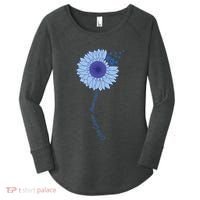 Colon Cancer Awareness Sunflower Periwinkle Ribbon Women's Perfect Tri Tunic Long Sleeve Shirt thumb 0
