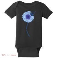 Colon Cancer Awareness Sunflower Periwinkle Ribbon Baby Bodysuit thumb 0