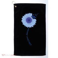 Colon Cancer Awareness Sunflower Periwinkle Ribbon Golf Towel thumb 0