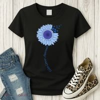 Colon Cancer Awareness Sunflower Periwinkle Ribbon Women's T-Shirt thumb 3