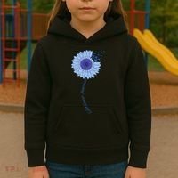 Colon Cancer Awareness Sunflower Periwinkle Ribbon Kids Hoodie thumb 3