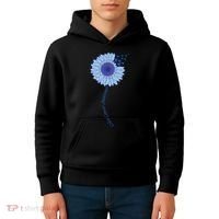 Colon Cancer Awareness Sunflower Periwinkle Ribbon Kids Hoodie thumb 4