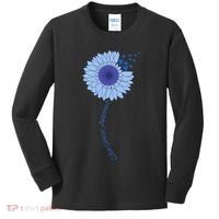 Colon Cancer Awareness Sunflower Periwinkle Ribbon Kids Long Sleeve Shirt thumb 0