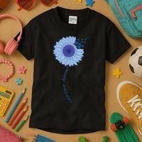 Colon Cancer Awareness Sunflower Periwinkle Ribbon Kids T-Shirt thumb 3