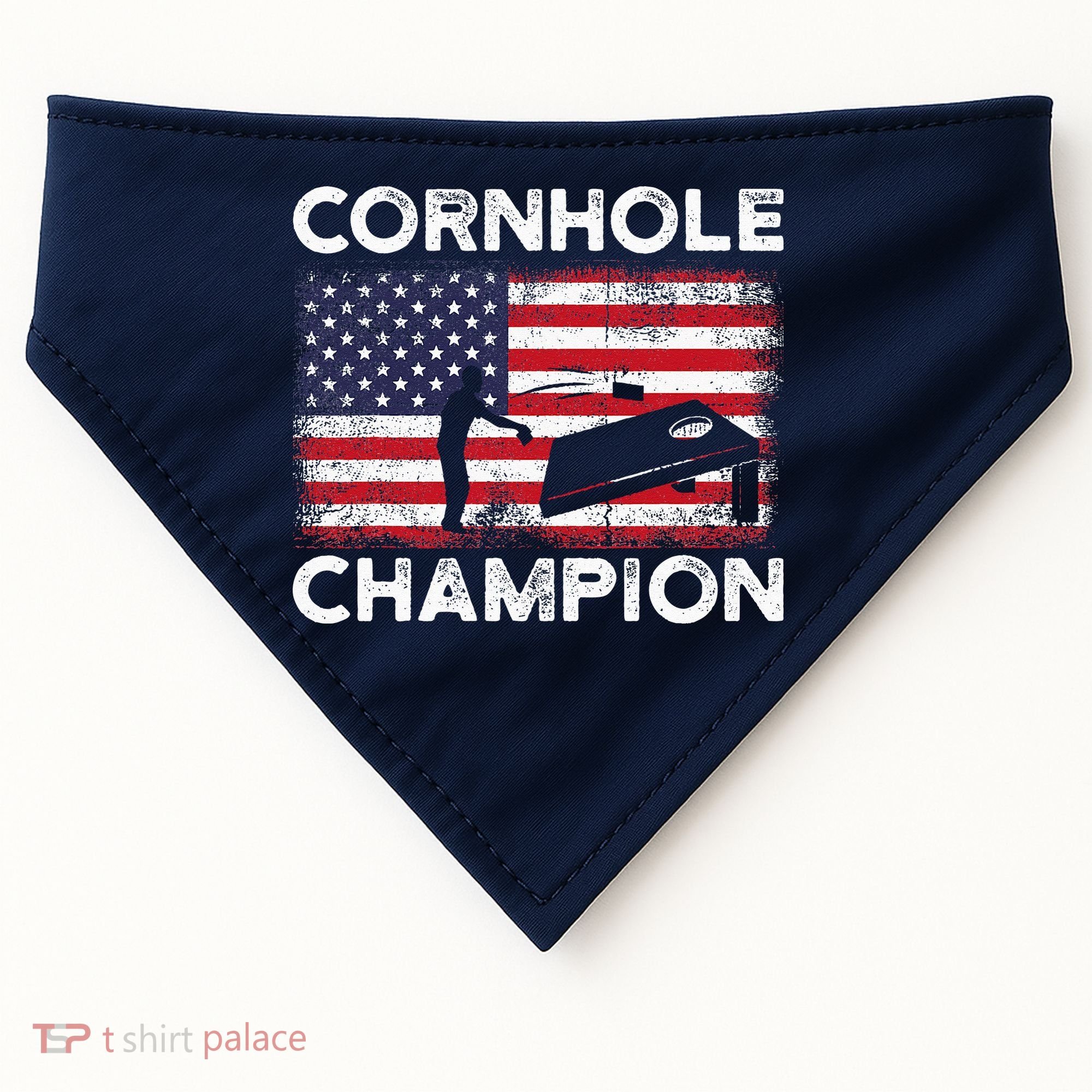 Cornhole Champion American Flag USA July 4th Cornhole USA-Made Doggie Bandana