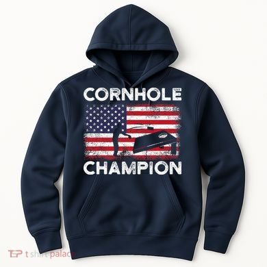 Cornhole Champion American Flag USA July 4th Cornhole Hoodie
