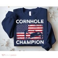 Cornhole Champion American Flag USA July 4th Cornhole Sweatshirt thumb 2