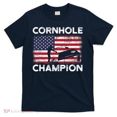 Cornhole Champion American Flag USA July 4th Cornhole T-Shirt