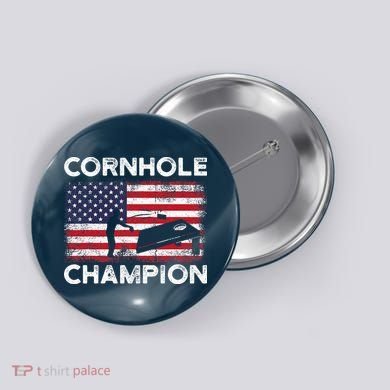 Cornhole Champion American Flag USA July 4th Cornhole Button