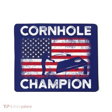 Cornhole Champion American Flag USA July 4th Cornhole Mousepad