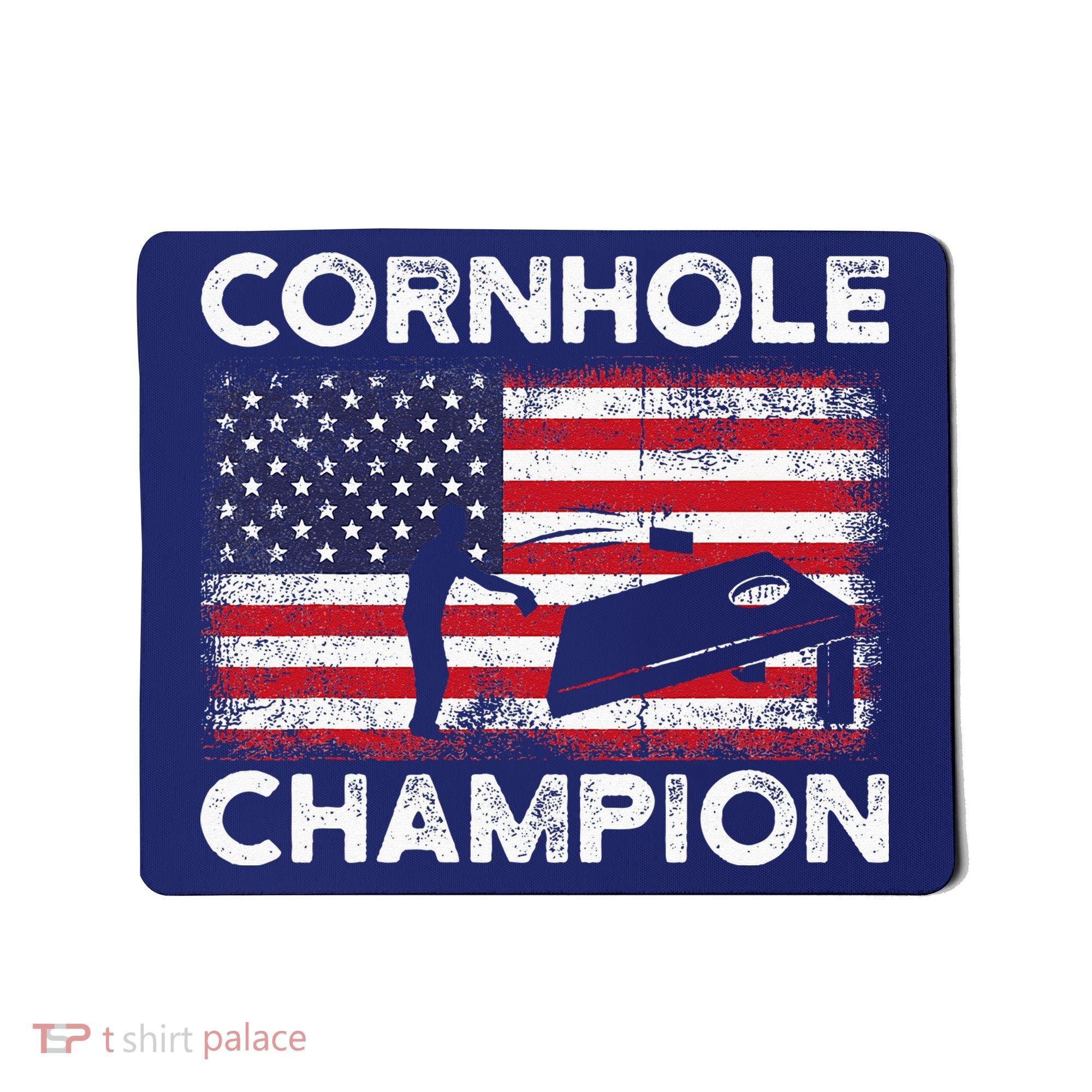 Cornhole Champion American Flag USA July 4th Cornhole Mousepad