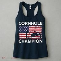 Cornhole Champion American Flag USA July 4th Cornhole Women's Tank Top thumb 3