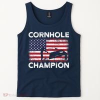 Cornhole Champion American Flag USA July 4th Cornhole Tank Top thumb 2