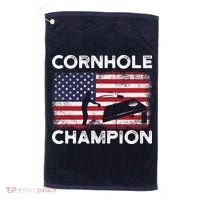 Cornhole Champion American Flag USA July 4th Cornhole Golf Towel thumb 0
