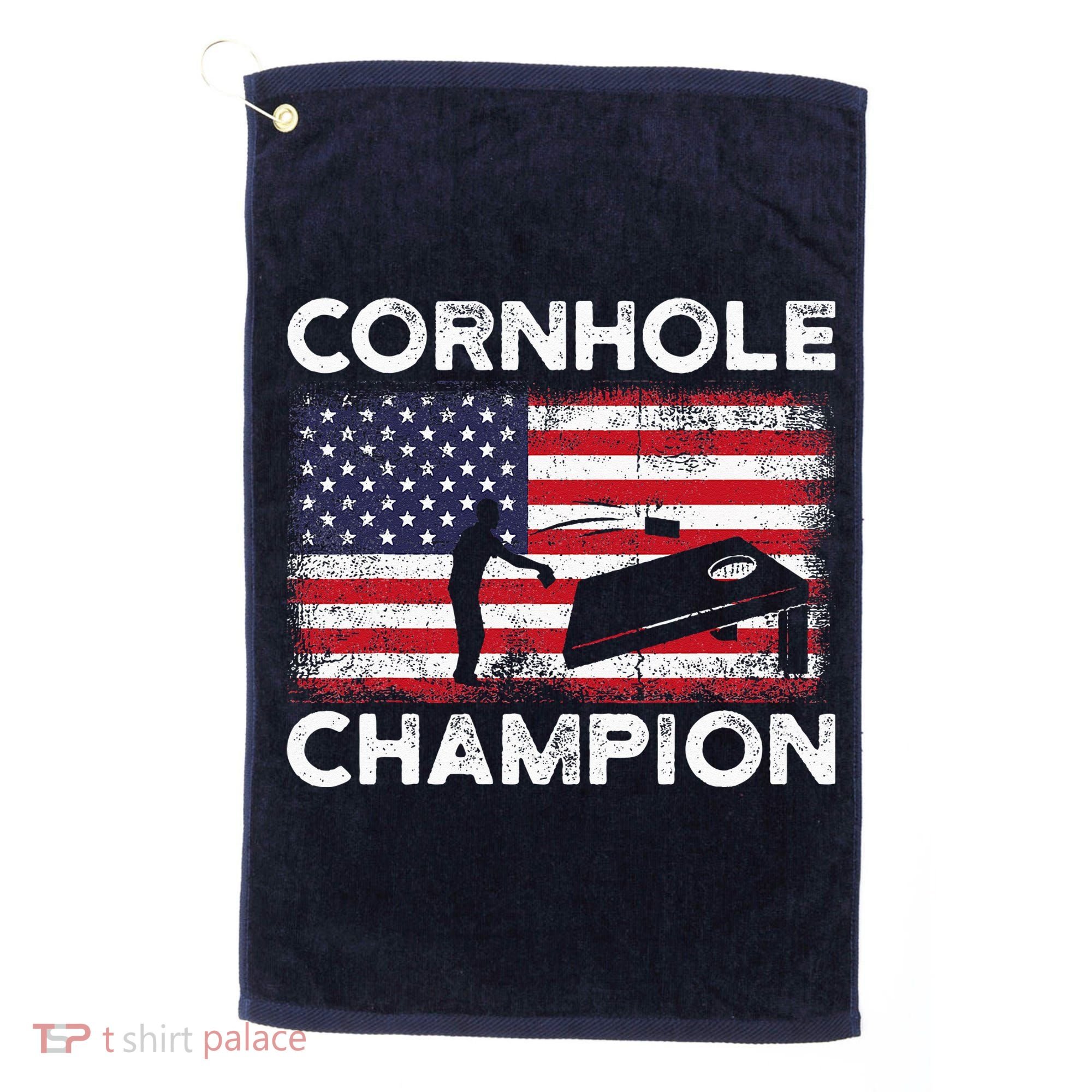 Cornhole Champion American Flag USA July 4th Cornhole Golf Towel