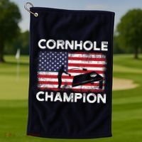 Cornhole Champion American Flag USA July 4th Cornhole Golf Towel thumb 1