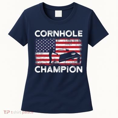 Cornhole Champion American Flag USA July 4th Cornhole Women's T-Shirt