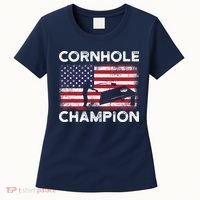 Cornhole Champion American Flag USA July 4th Cornhole Women's T-Shirt thumb 0