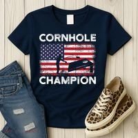 Cornhole Champion American Flag USA July 4th Cornhole Women's T-Shirt thumb 3