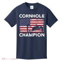 Cornhole Champion American Flag USA July 4th Cornhole Kids T-Shirt thumb 0