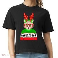 Funny Hipster Christmas Party Cat Comfort Colors Boxy T-Shirt thumb 0