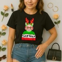 Funny Hipster Christmas Party Cat Comfort Colors Boxy T-Shirt thumb 2