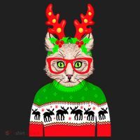 Funny Hipster Christmas Party Cat Women's Sweatshirt thumb 2