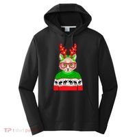 Funny Hipster Christmas Party Cat Performance Fleece Hoodie thumb 0
