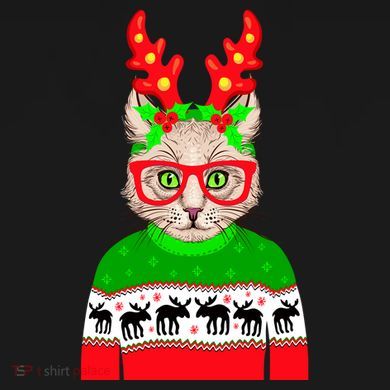 Funny Hipster Christmas Party Cat Tie-Dye Long Sleeve Shirt