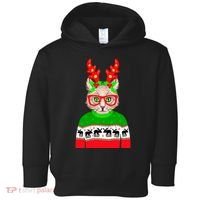 Funny Hipster Christmas Party Cat Toddler Hoodie thumb 0